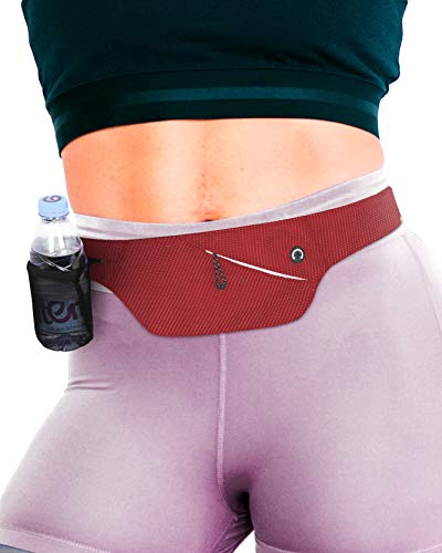 Slim Running Belt Workout Waist Fanny Pack Ultra Light Bounce Free Water Resistant with Bottle Holder Adjustable Straps Key Clip for Men Women Fitness Hiking Cycling Climbing Fit 6.5