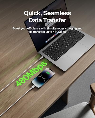 Image of Belkin Apple Certified Braided USB C to Lightning Cable 2 Meter - MFi Certified 18W Power Delivery iPhone Charger Cord - Apple Charger USB C Cable - Fast Charging for iPhone 14, iPhone 13 - White