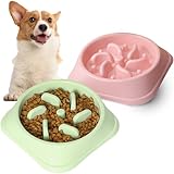 MYSOLA Plato para Perro, 2 Piezas Comedero Lento para Perro, Antideslizante, Evita Asfixia e Hinchazón，Plato Perro Comer...