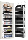 TAHAVICE Over The Door Storage Organiser, Hanging Storage Organiser with 5 Clear Window Pockets, Back of Door Storage for Small Spaces, Bedroom, Toys and Clothes(Grey)
