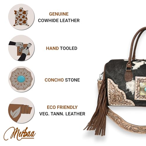 Western Fringe Shoulder Bag for Women | Faux Leather Purse with Tooled Strap, Concho Accent & Embossed Floral Design | Large Stylish Handbag with Detachable Crossbody Strap3