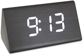 Travelwey Digital Alarm Clock - Mains Powered, No Frills Simple Operation Alarm Clocks, Bedside Alarm, Snooze Function, Non Ticking, Full Range Brightness Dimmer, Big Digit Wood Effect Display