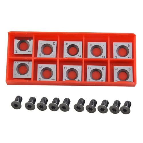 10 cortadores cuadrados de carburo de 14 x 14 mm con 4 bordes, ángulo de corte de 30°, cuchillas cepilladoras reversibles TCT para Grizzly T21348 y cabezal de corte en espiral de trabajo de madera