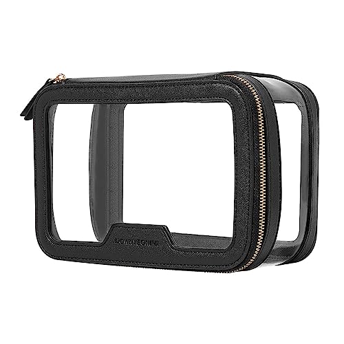 Rownyeon Clear Makeup Case Toiletry Bag Travel Makeup Train Case Portable Cosmetic Organizer Transparent Bag Black #TOP21