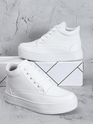 Image of Vendoz Women Hidden Heels White Shoes - 3 Inch Height Increase