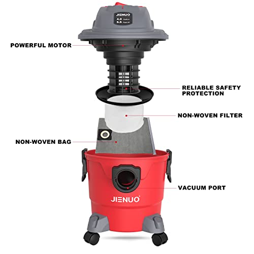 Jienuo Shop Vacuum 4 Gallon, 5.5Hp Shop Vacs Wet And Dry, 3 In 1 Multifunctional Wet Dry Vacuum With Blower, Portable Commercial Vacuum Cleaner For Car, Carpet, Basement,Workshop #TOP2