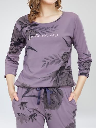 Image of ZEYO Night Suit for Women's Printed Cotton Night Dress of Top and Pajama Set (Available in Plus Size)