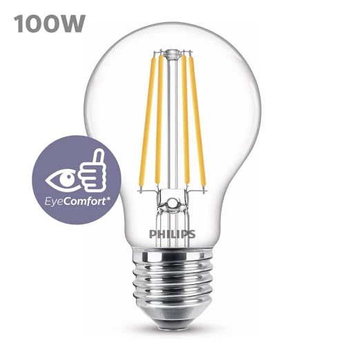 Philips LED Classic A60 Light Bulb [E27 Edison Screw] 10.5W - 100W Equivalent, Warm White (2700K), Non Dimmable