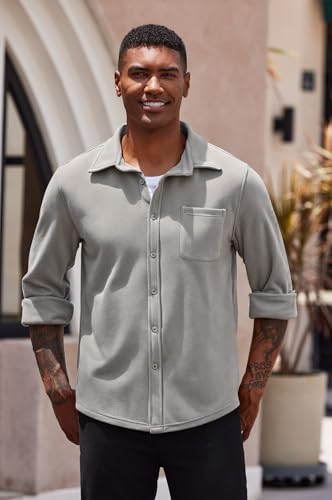 COOFANDY Men's Casual Shirt Long Sleeve Button Down Lightweight Flannel Shirts2