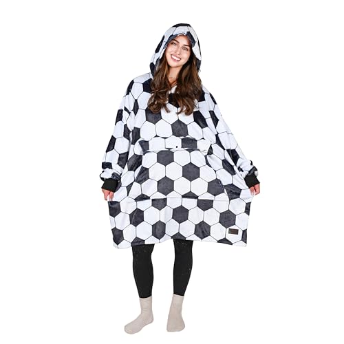 Tirrinia Wearable Blanket Hoodie with Soccer Ball Print