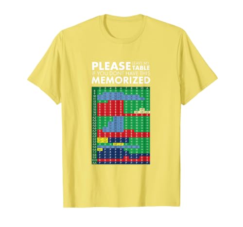 Basic Strategy Black Jack Tshirt Please Leave My Table Tee T-Shirt, Men, Lemon Yellow, X-Large