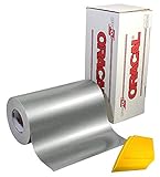 VViViD ORACAL 651 Multi-Colored Vinyl Solvent-Based Adhesive-Backed Calendared Wrap Decals w/Yellow Multi-Purpose Squeegee (12x 5ft, Silver Grey)