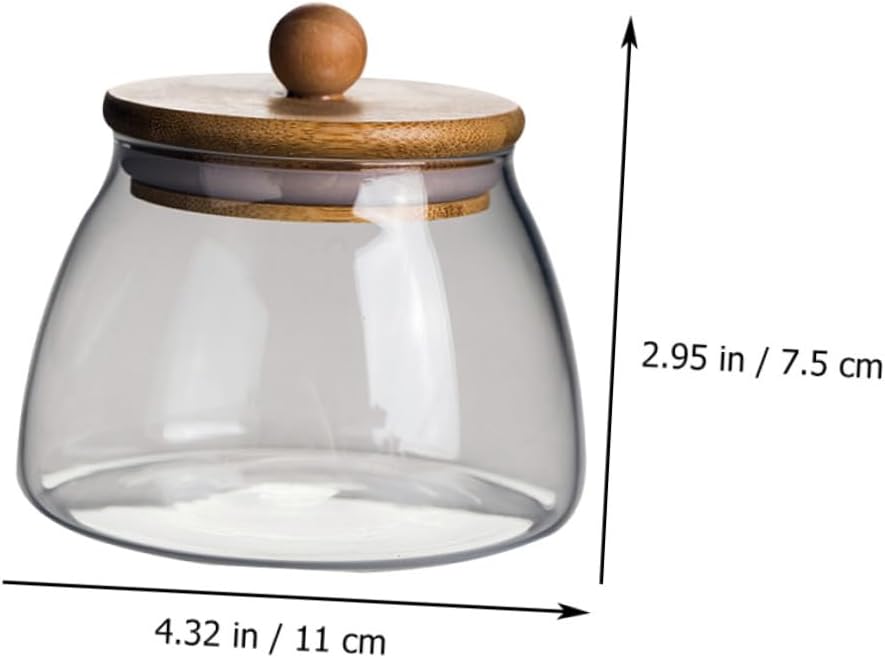 CHILDWEET 2pcs Glass Sealed Storage Jar with Bamboo Lid, Xmas Candy Holder image 2