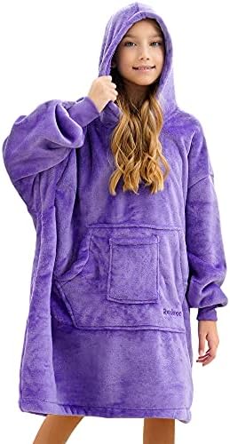 Blanket Hoodie Sweatshirt, Wearable Blanket Oversized Sherpa with Sleeves and Giant Pocket, Cozy Hoodie Warm for Adult Kids