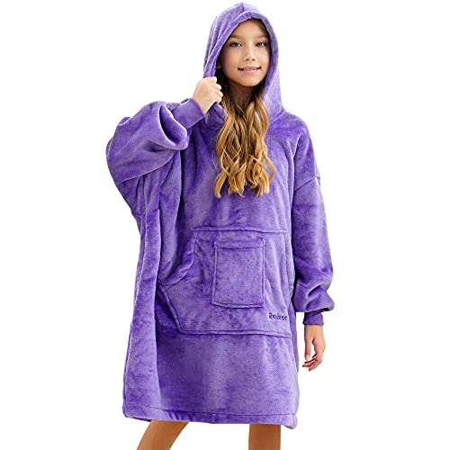 REDESS Blanket Hoodie Sweatshirt, Wearable Blanket Oversized Sherpa with sleeves and giant pocket, cozy hoodie for adults kids
