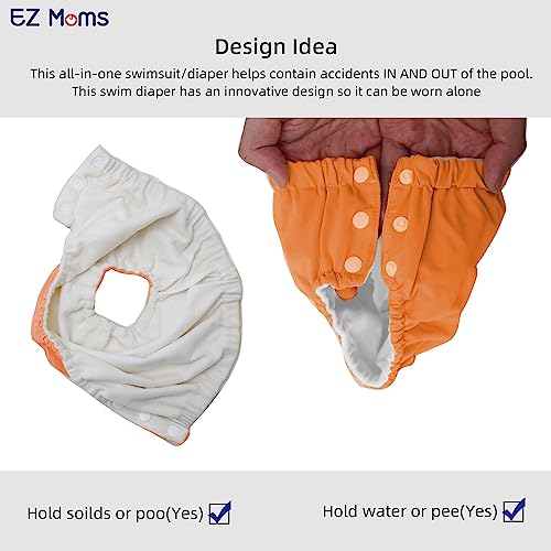 Image of EZ Moms 2 Packs Reusable Swim Diapers Toddler Baby Swim Diaper Size 1 Washable Snap Pool Swimming Diaper 12-18 Months Soft Waterproof Diapers for Swimming Lessons Boys and Girls with a Laundry Bag