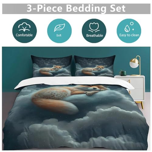 Housse de couette renard de qualité supérieure parure de lit microfibre 3 pièces - 4