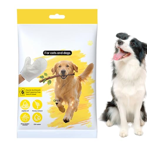 Genérico Toallitas De Guante para Mascotas | 6 Piezas Y Naturales Suministros Aseo Baño Gatos - Guantes Limpieza Mascotas,para Cuerpo, Trasero, Patas, Pelaje Cuidado La Piel
