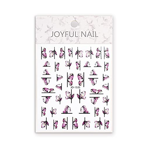 Ink Painting Flower Nail Art Stickers Flower Watercolor Nail Art Stickers Black White Ink Line Flower Butterfly Design For Acrylic Nails Manicure Decor Tips Diy Nail Art Decorations #TOP5