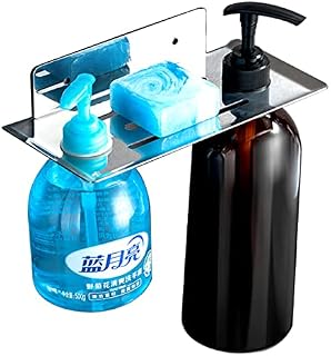 Flybath Soap Dish With Pump Bottle Holder for Shower 304 Stainless Steel Soap Dispenser Stand Wall Mount Shampoo Shelf Hand Sanitizer Hanging Rack Self-Adhesive / Drilling, Mirror Polished