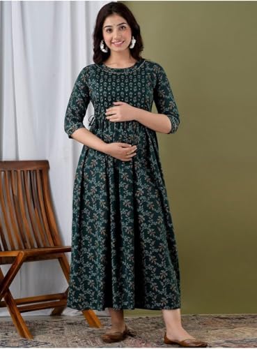 Image of Women's Maternity Kurti for Feeding Zippers | Feeding Kurti with Concealed Zip for Pre & Post Pregnancy |Maternity Dresses for Women (Combo Pack of 2 Kurti)
