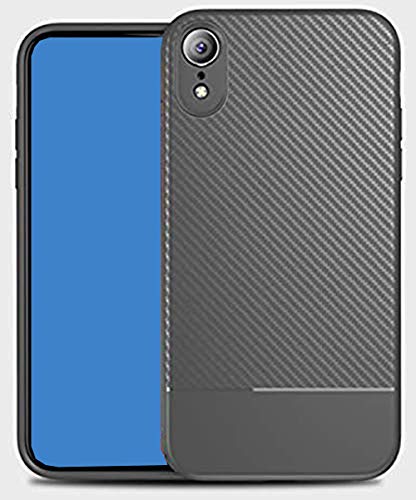 ZSCHAO Coque pour iPhone XR Fibre de Carbone Silicone Slim Ultra Fine Anti Choc TPU Case Housse Coque Compatible avec iPhone XR Antichoc Carbon Mate Mat Armor Hybrid Case Cover Etui Ash Cover