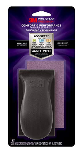 3M Pro Grade Reusable Sanding Kit, Sanding tool and Sandpaper, Variety Pack with 80, 120, and 220 grits