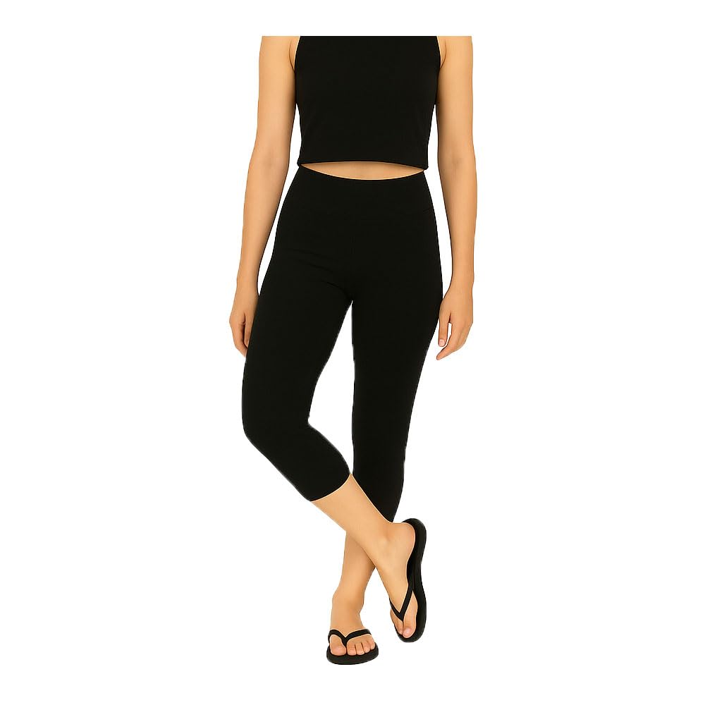 Womens Regular Fit Plain 3/4th Capri (Black)-picture-35