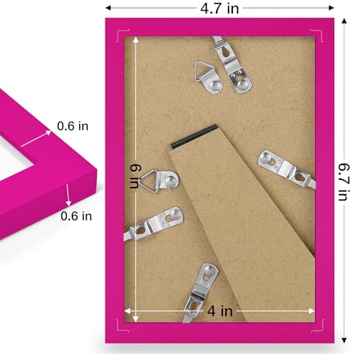 decorUhome 4x6 Picture Frame, Display Pictures 3.5x5 with Mat or 4x6 without Mat, Wall & Tabletop Display Photo Frame, Magenta, 1 Pack