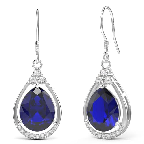 18K White Gold Plated Sterling Silver Teardrop Cubic Zirconia Drop