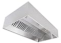 Commercial Kitchen Restaurant Duty Exhaust Hood, Wall Canopy Stainless Steel Exhaust Hood with Baffle Hood Filters, High Temperature Light Fixtures, and 16” Round Exhaust Riser (5' Long Hood)