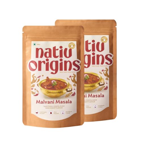 Image of NativOrigins Malvani Masala Powder | Slow-Roasted & Traditionally Pounded | 22 Whole Spices | For Malvani Fish Curry, Chicken & Coastal Dishes | No Additives | 2 x 100g