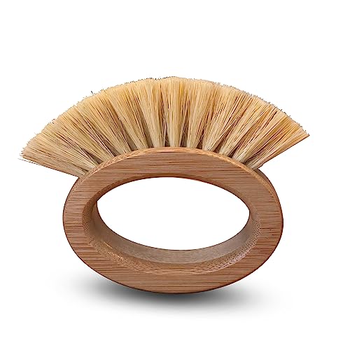 WorldFront Naturals - Bamboo Oval Handle Kitchen Brush Sisal Bristles Durable & Eco-Friendly Cleaning Tool for Kitchenware