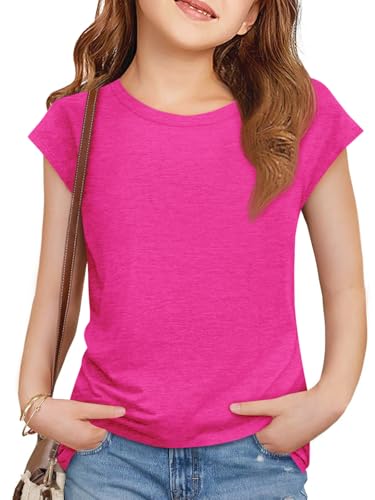 Image of Imily Bela Girls Short Sleeve T Shirts Crew Neck Cap Sleeve Tank Tops Casual Loose Summer Shirt Kids 5-14 Years