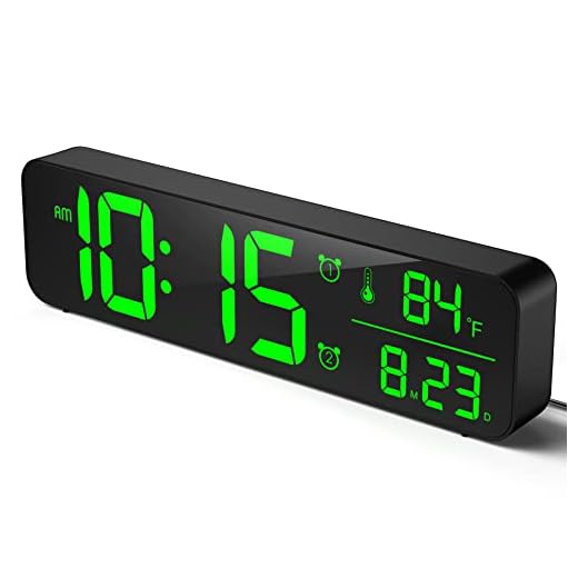 (with 5V/2A Adapter) Digital Clock for Living Room Decor/Office/Garage, Wall/Desk Clock, Modern Digital Clock with Huge Clear Numbers to Display Time, Date, Room Temp, 12/24H, Auto/Custom Brightness