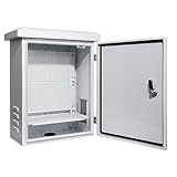 Electrical Box Steel Electrical Enclosure - 15.7 * 19.7 * 7.9' Universal IP Waterproof Box,NEMA Outdoor Enclosure,with Removable Mounting Plate and Muffin Fan Vent(40 * 50 * 20cm)