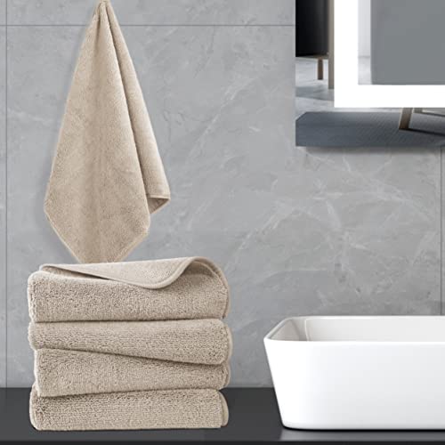 Polyte - Premium-Mikrofaserhandtuch - fusselfrei & schnelltrocknend - Beige - 41 x 76 cm - 4 Stück