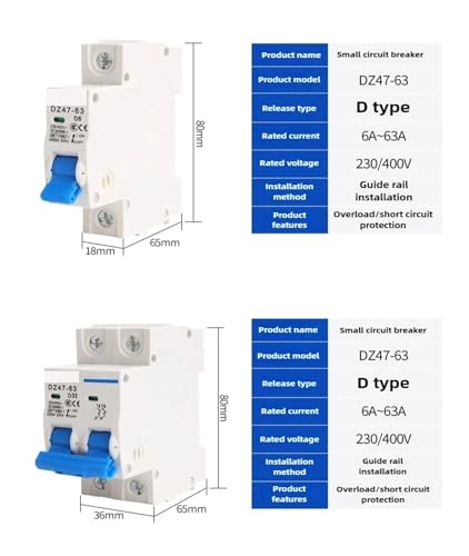 Interruptor de aire DZ47-63 con protección térmica 10A para evitar sobrecargas 2