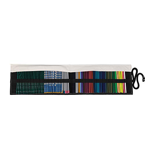 Image of Denifiter Colored Pencil Holder Case, Large Capacity Paint Brush Roll up Bag (Beige-24 Slots)