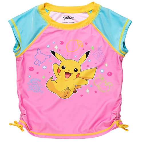 Pokemon Pikachu Big Girls Rash Guard And Bottom Pink 10-12 #TOP2