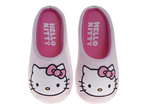 Josmo Sanrio Hello Kitty Slippers for Girls - Kitty White Indoor Cute Kids House Sandals Fuzzy Cat Slipper - Pink (size 13-1 Little Kid)