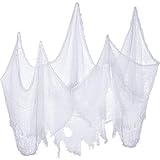 Jovitec 4 Pack Halloween Creepy Cloth, 30 by 72 Inch Freaky Loose Weave Creepy Cloth Fabric Scary Spooky Halloween Decoration (White)