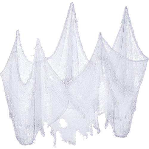 4 Pack Halloween Creepy Cloth Spooky Fabric Cloth Loose Weave Gauze Freaky Cheesecloth for Haunted Halloween Party Decoration (White, 2 Yards x 30 Inch)