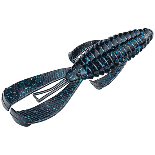Strike King Rage Bug Fishing Lure, Soft Plastic Craw, Black and Blue, 4-Inches, 7-Pack