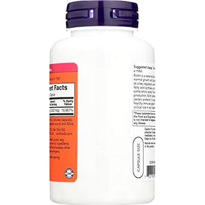 NOW Biotin 5,000 mcg - 120 VCaps (Pack of 2 Bottles)