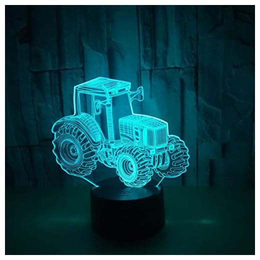 OSALADI 3D nattlampor barn leksak traktor bil illusion lampa färger ändra fjärrkontroll lampa rum sängbord skrivbord dekoration med batteri för baby sovrum (svart)