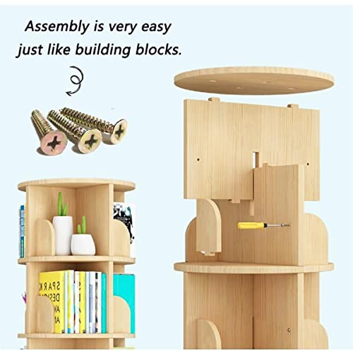 Gdrasuya10 Small Rotating Bookshelf With Legs, Mini Desktop Bookshelf Organizer Wooden Storage Bookshelf Desk Supplies Organizer For Small Spaces Open Book Shelves For Home #TOP6