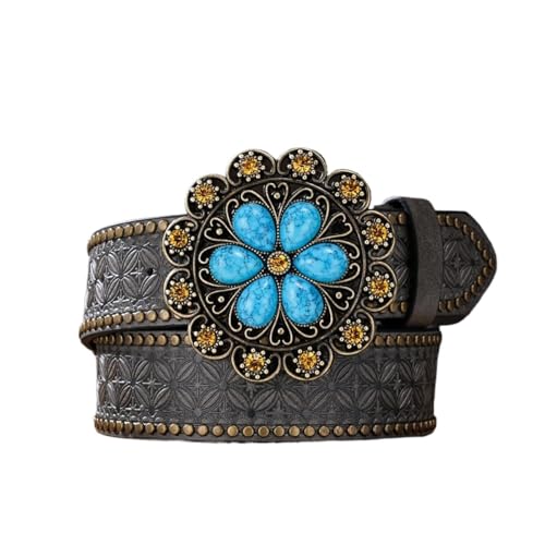 Ceinture cowgirl avec boucle pierre tournesol 120cm pour jean et robe