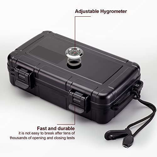 Cigar Case - Travel Humidor With Cigar Accessories, Cigar Cutter & Spanish Cedar & Cigar Holder-Holds Up To 5 Cigars -Crushproof, Airtight Seal-Cigars Gift Set For Men #TOP2