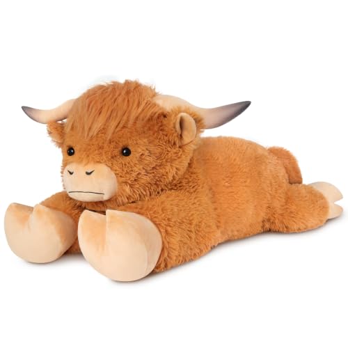 SuzziPals 43 inch Giant Highland Cow Plush, Huge Cow Stuffed Animal